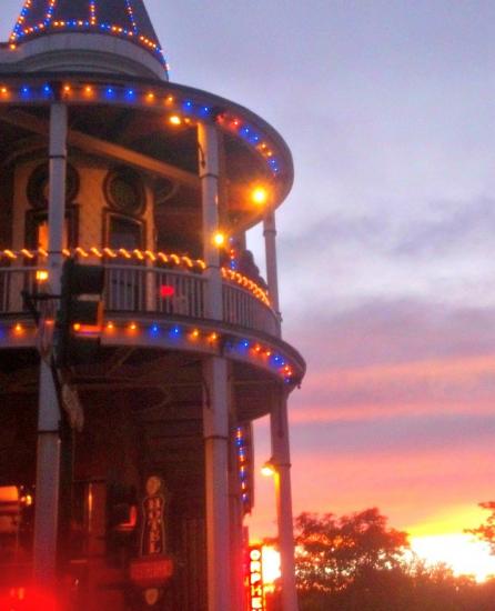 pink, purple, and orange sunset in Flagstaff at the Weatherford hotel