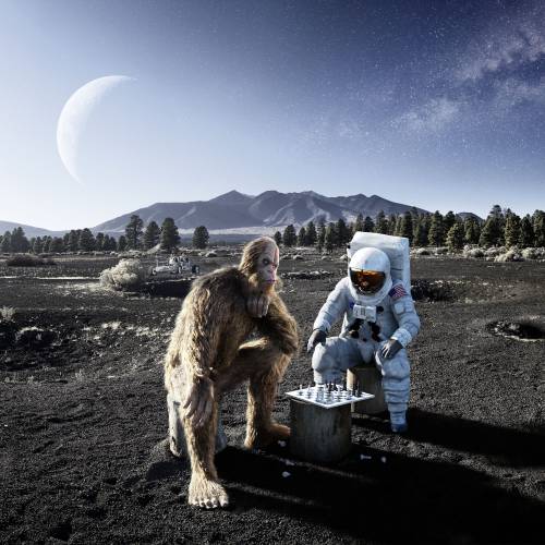 Chess Sasquatch and Astronaut