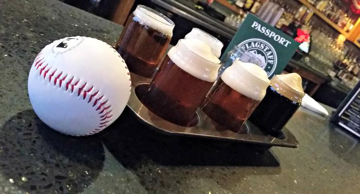 baseball and beer flight part of Flagstaff, AZ Ale Trail